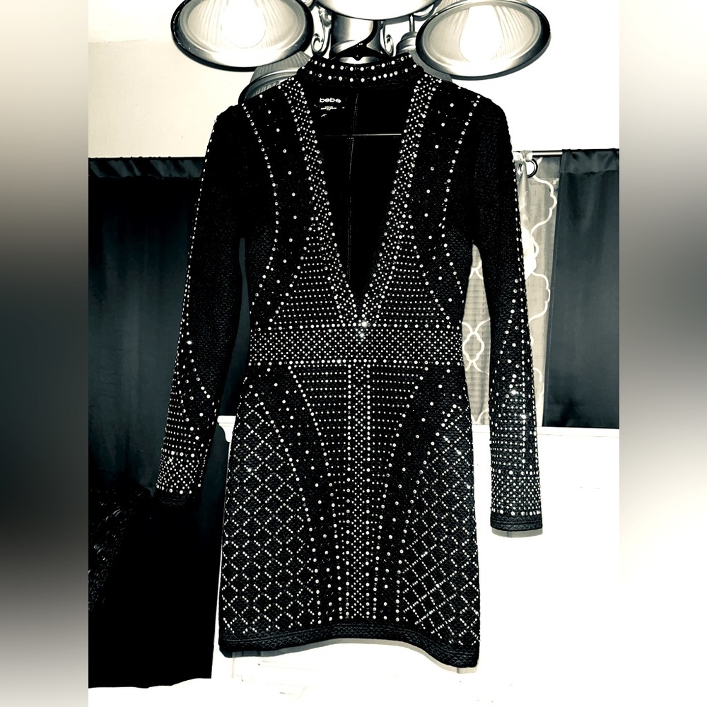HAPPY HOLIDAYS! Exquisite beaded cocktail dress XS by BeBe. Excellent condition!